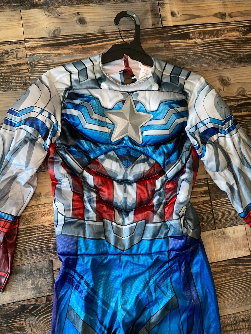 Marvel Avengers Captain America Superhero Jumpsuit Costume with mask size M 7-8 - Picture 2 of 5